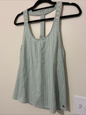Roxy Mint Green and White Striped Racerback Flowy Tank